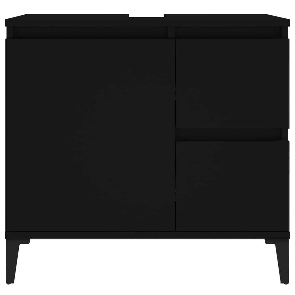 Badeværelsesskab Sort 65x33x60 cm Træ Materiale