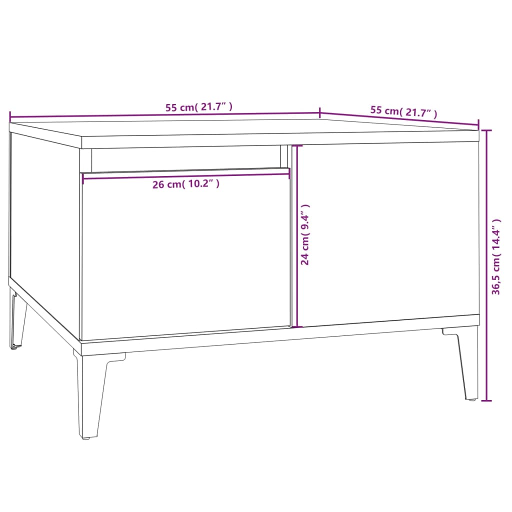 Sofabord Brun Eg Look 55x55x36,5 cm Træmateriale