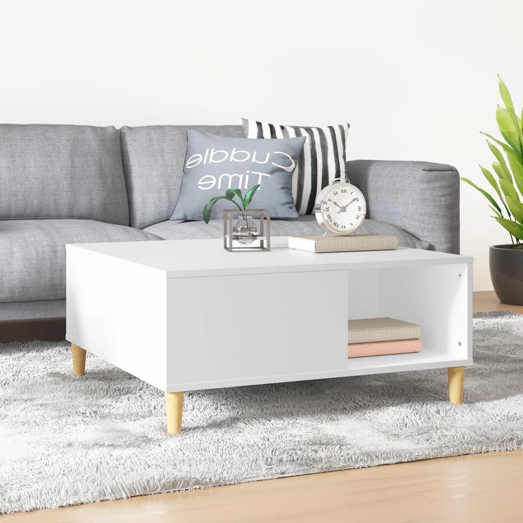 Sofabord Hvid 80x80x36,5 cm Træ Materiale