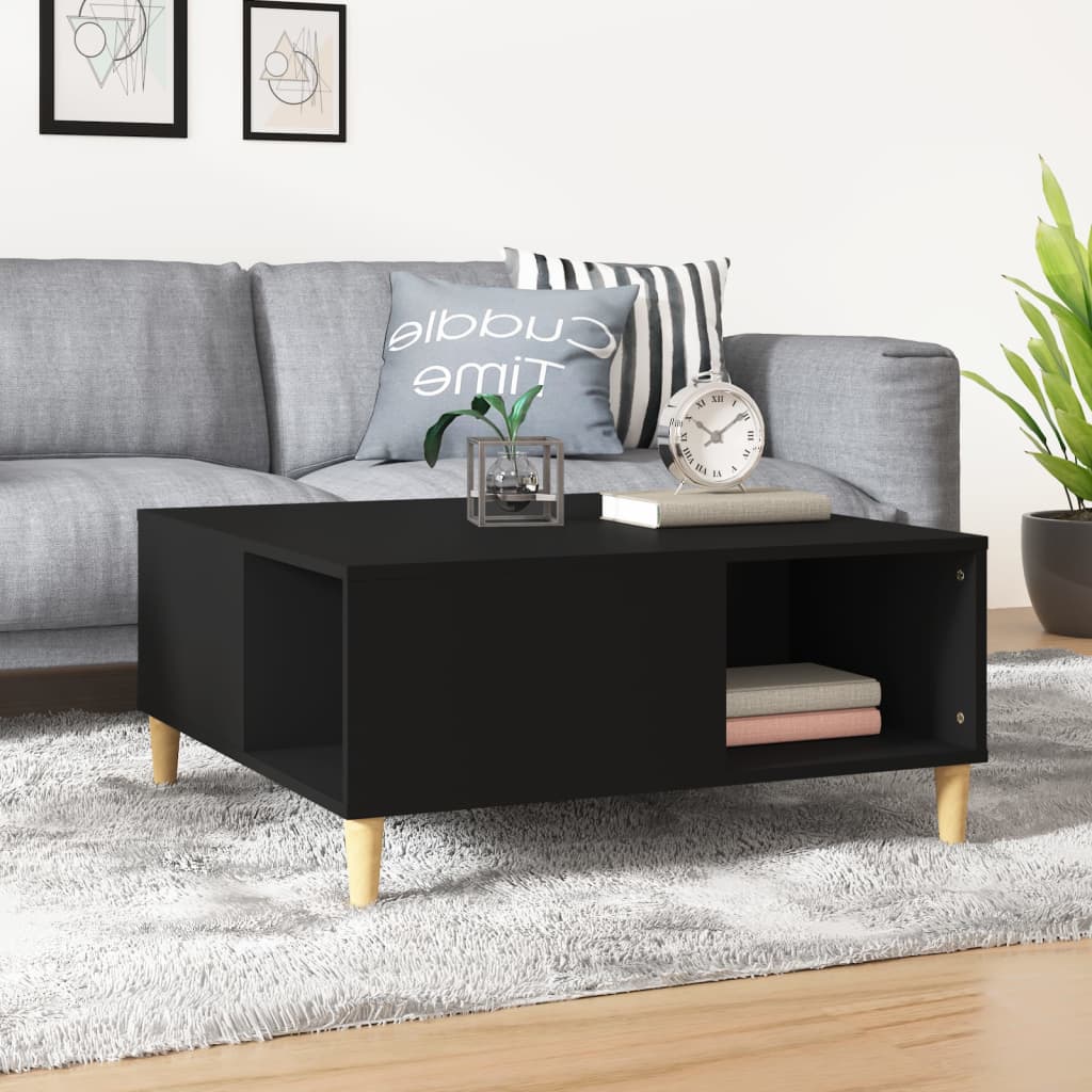 Sofabord Sort 80x80x36,5 cm Træ Materiale