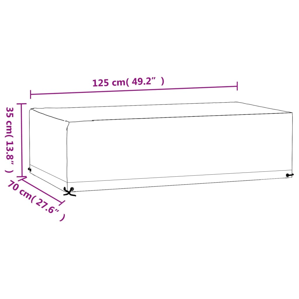 Havemøbelbetræk 2 stk 8 øjer 125x70x35 cm Rektangulær