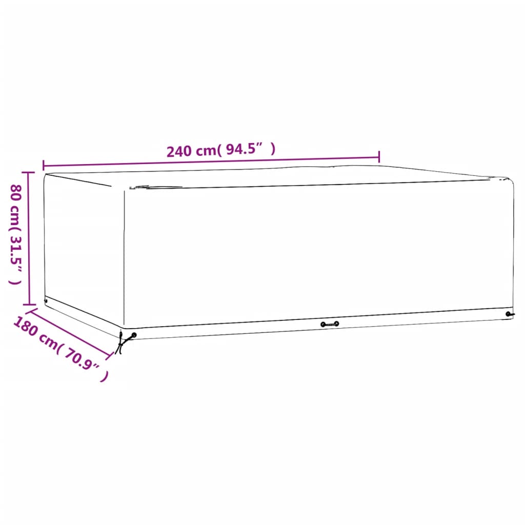 Havemøbelbetræk 2 stk 12 øjer 240x180x80 cm Rektangulær
