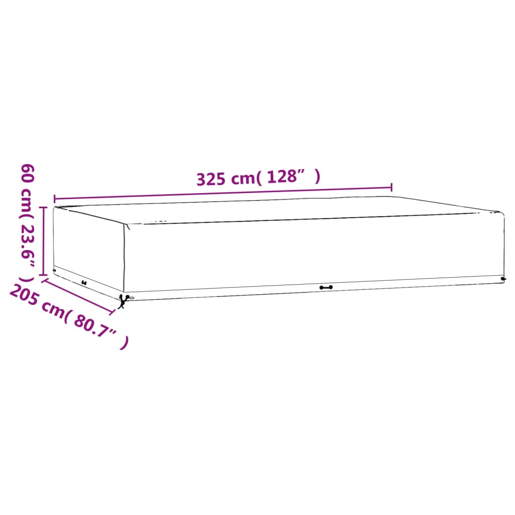 Havemøbelbetræk 2 stk 16 Øjer 325x205x60 cm Rektangulær