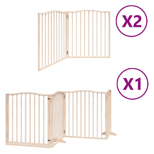 8-tlg. Hundetor mit Tür Faltbar 640 cm Pappelholz