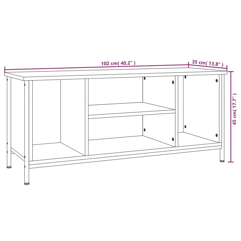 TV-skab Sort 102x35x45 cm Træ Materiale