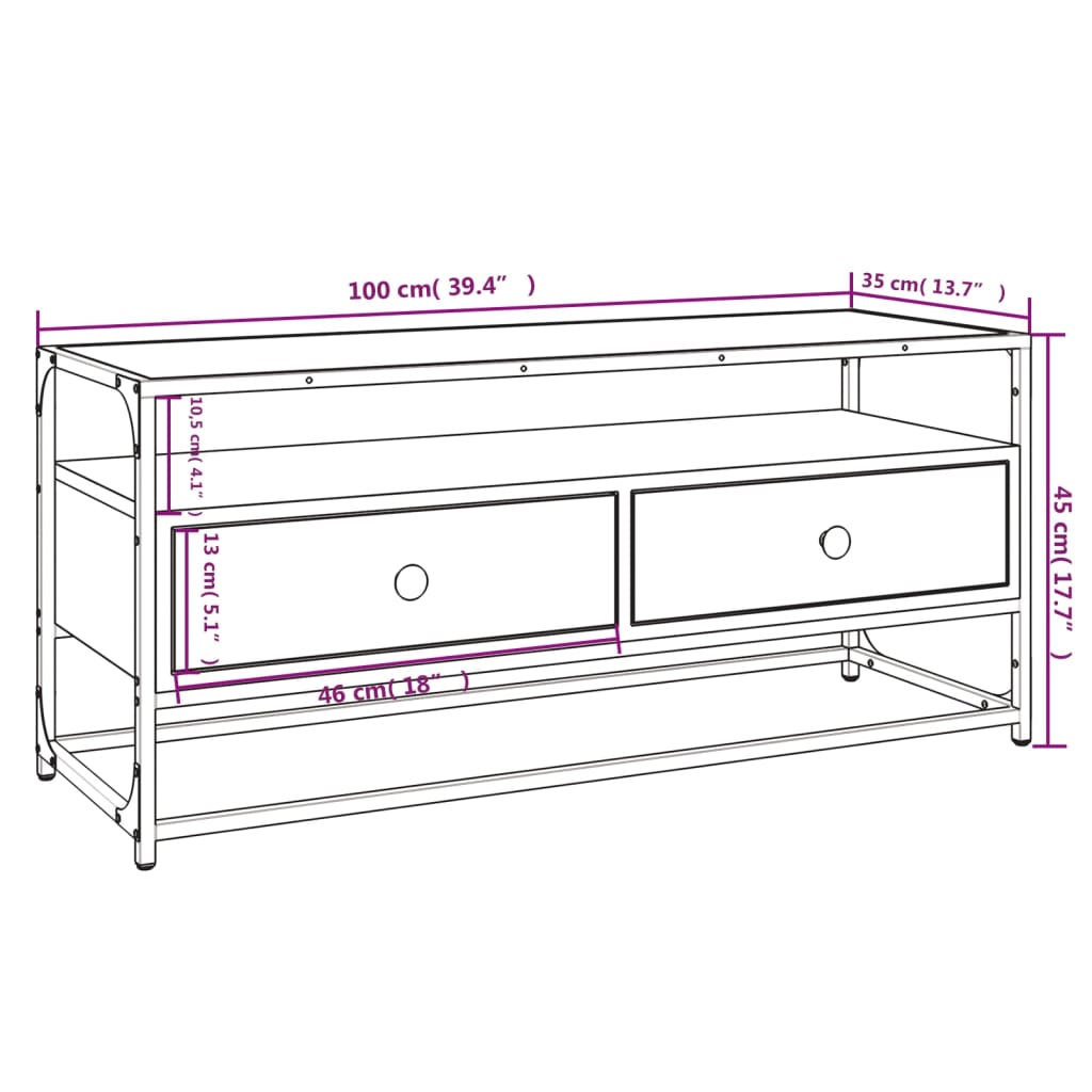 TV-skab Sort 100x35x45 cm Træ Materiale