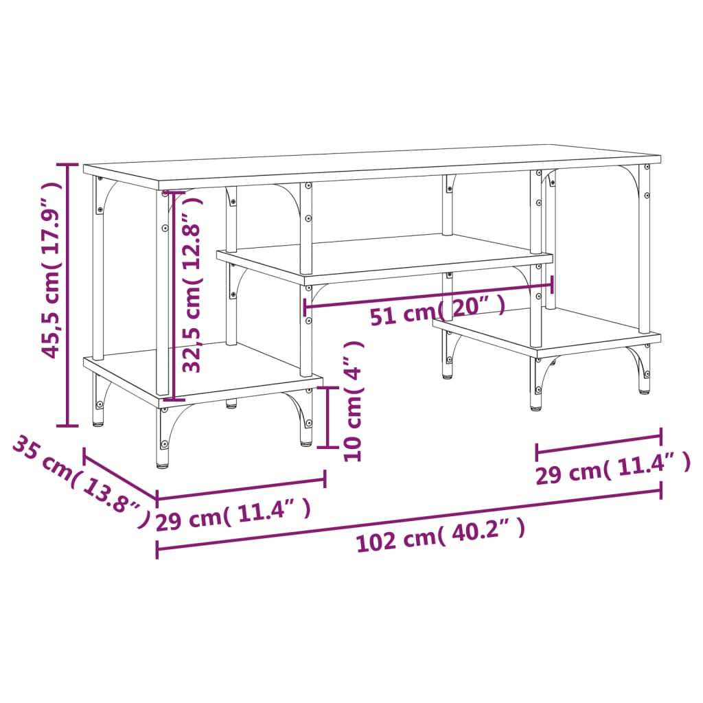 TV-skab Sort 102x35x45,5 cm Træ Materiale