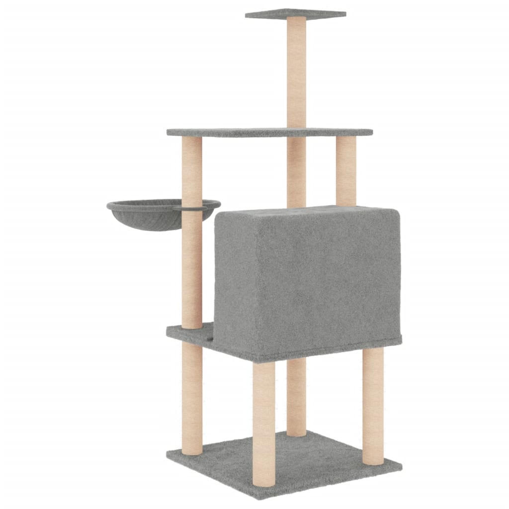 Kradsestolpe med sisal kradsestolpe lysegrå 132 cm