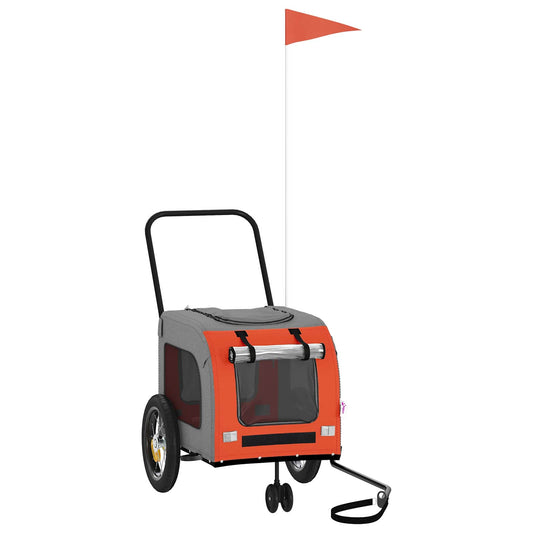 Fahrradanhänger für Haustiere mit Speicher Orange und Grau
