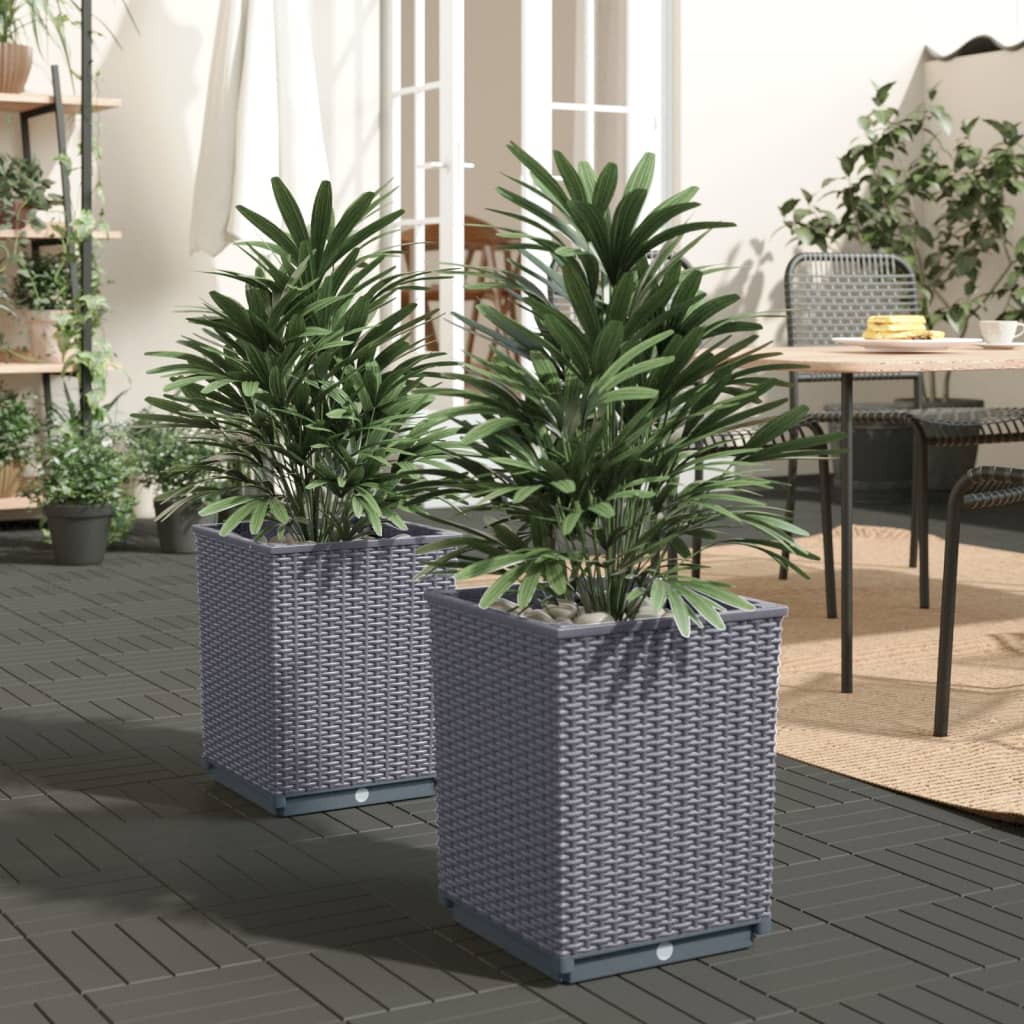 Plantepotte 2 stk Mørkegrå 30x30x37 cm polypropylen