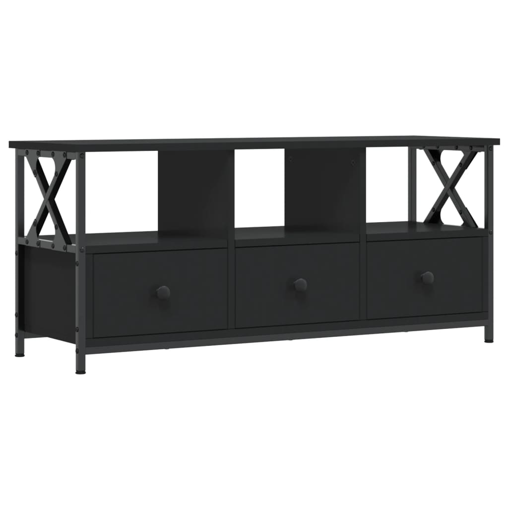 TV-skab Sort 102x33x45 cm Træ og jern