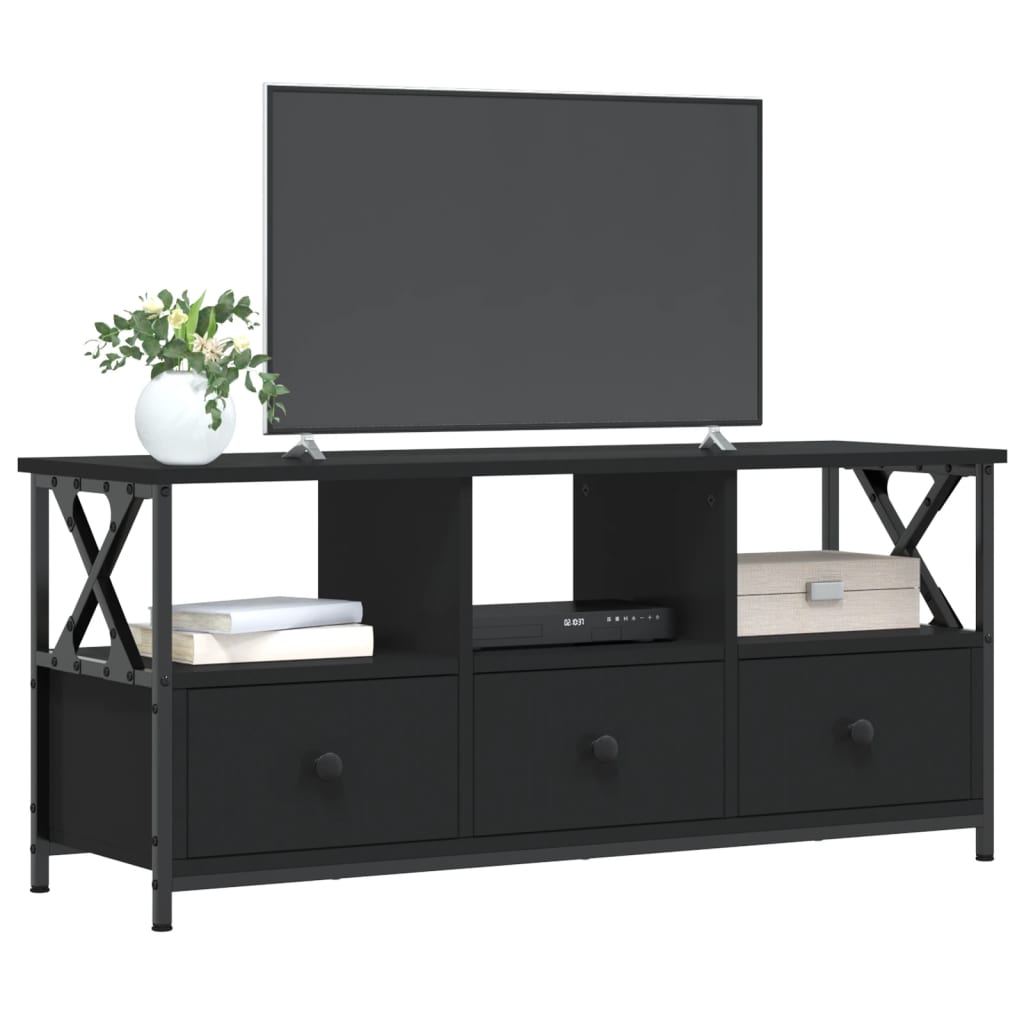 TV-skab Sort 102x33x45 cm Træ og jern