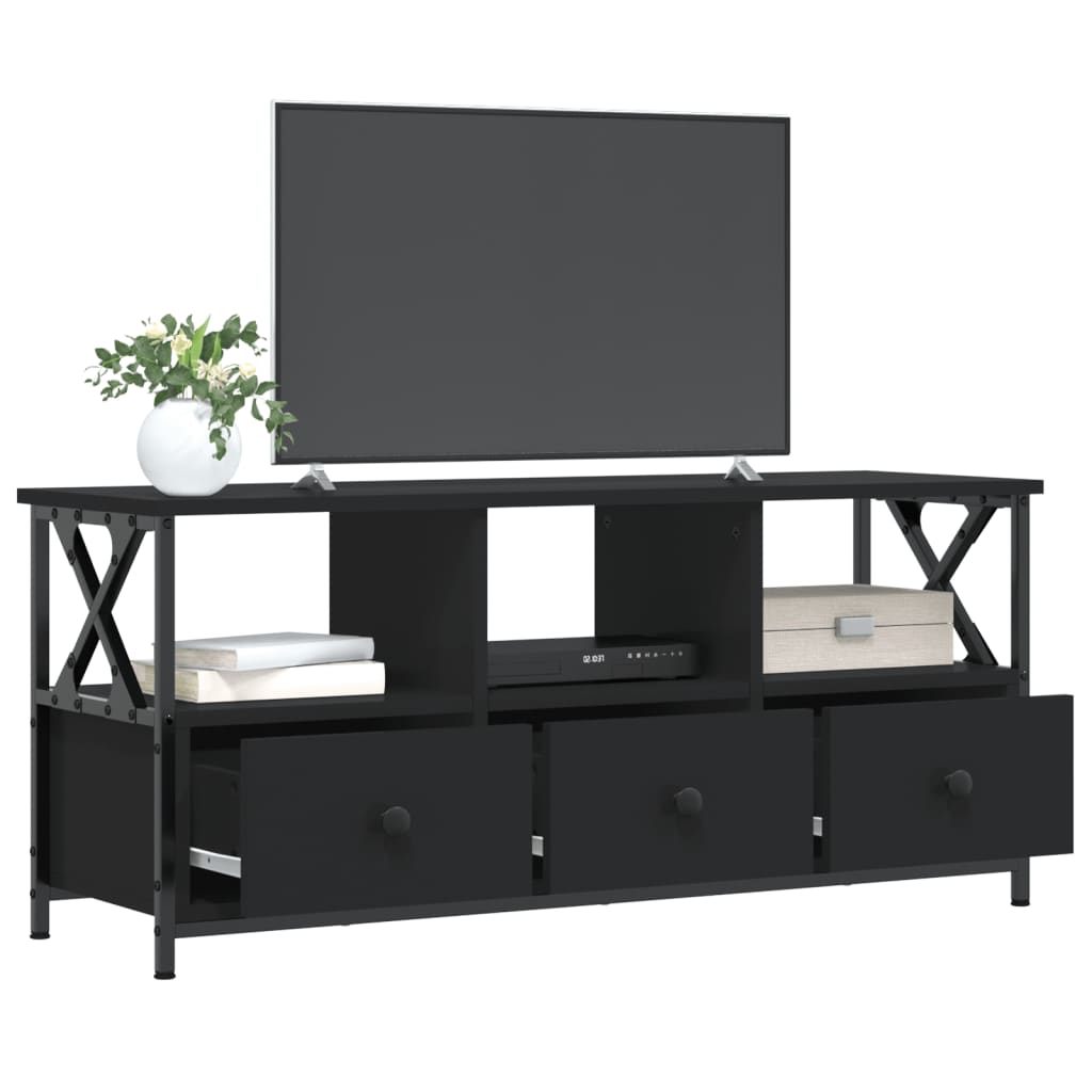 TV-skab Sort 102x33x45 cm Træ og jern