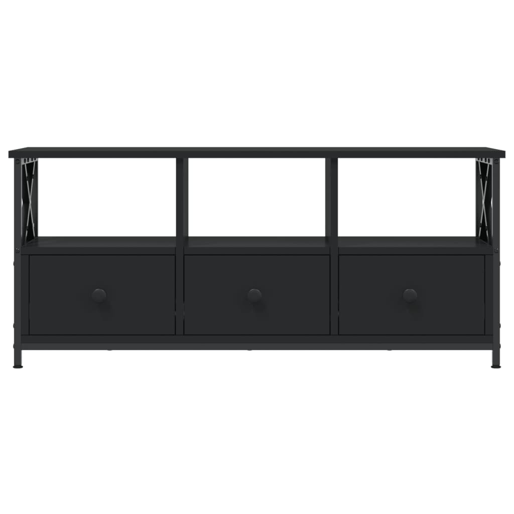 TV-skab Sort 102x33x45 cm Træ og jern