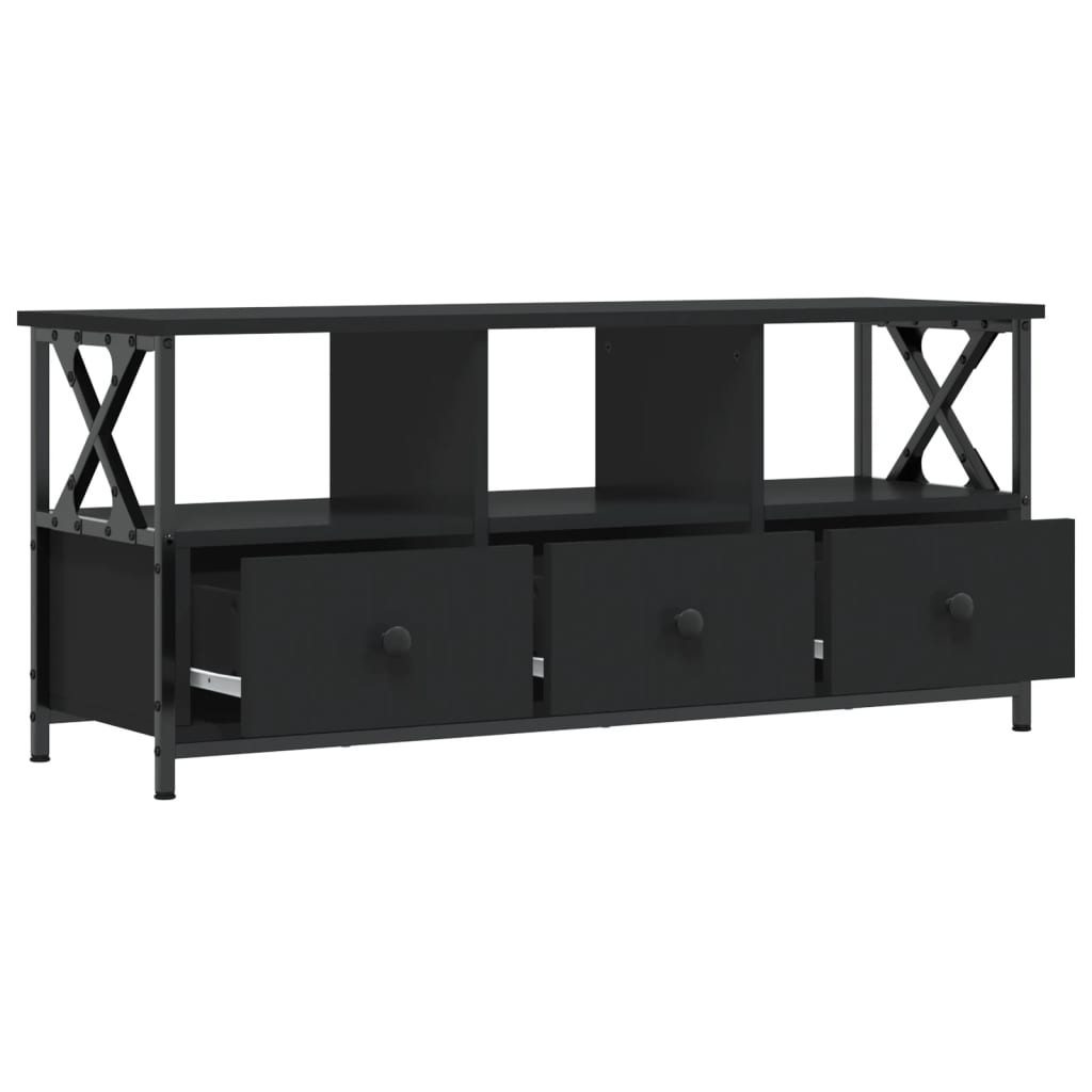 TV-skab Sort 102x33x45 cm Træ og jern