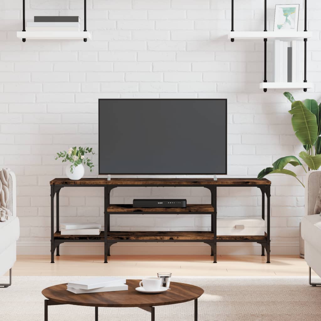 TV-skab Røget Eg 121x35x45 cm Træ Materiale & Jern