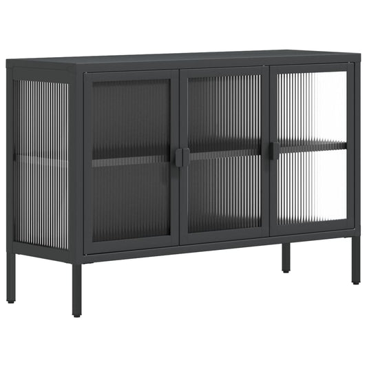 Sideboard Schwarz 105x35x70 cm Glas und Stahl