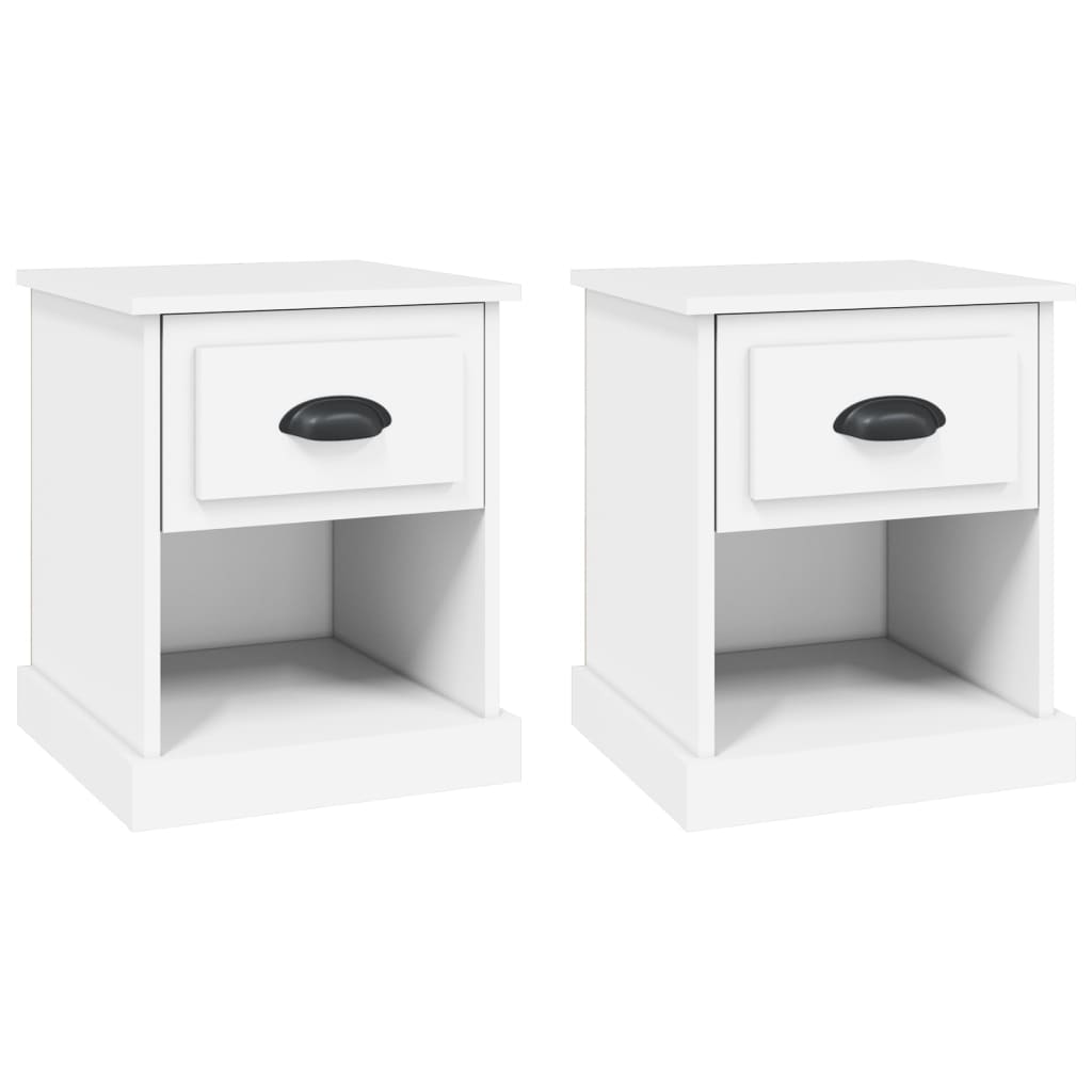 Sengeborde 2 stk Hvidt 39x39x47,5 cm træmateriale