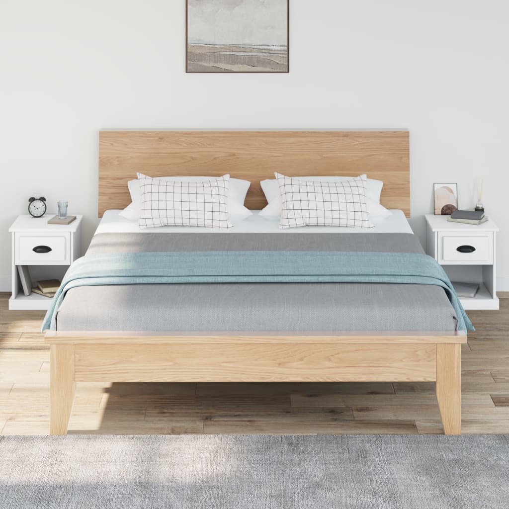 Sengeborde 2 stk Hvidt 39x39x47,5 cm træmateriale