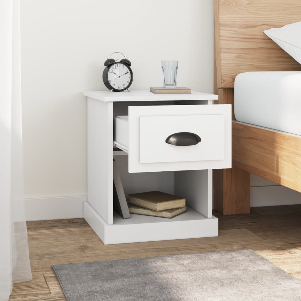 Sengeborde 2 stk Hvidt 39x39x47,5 cm træmateriale