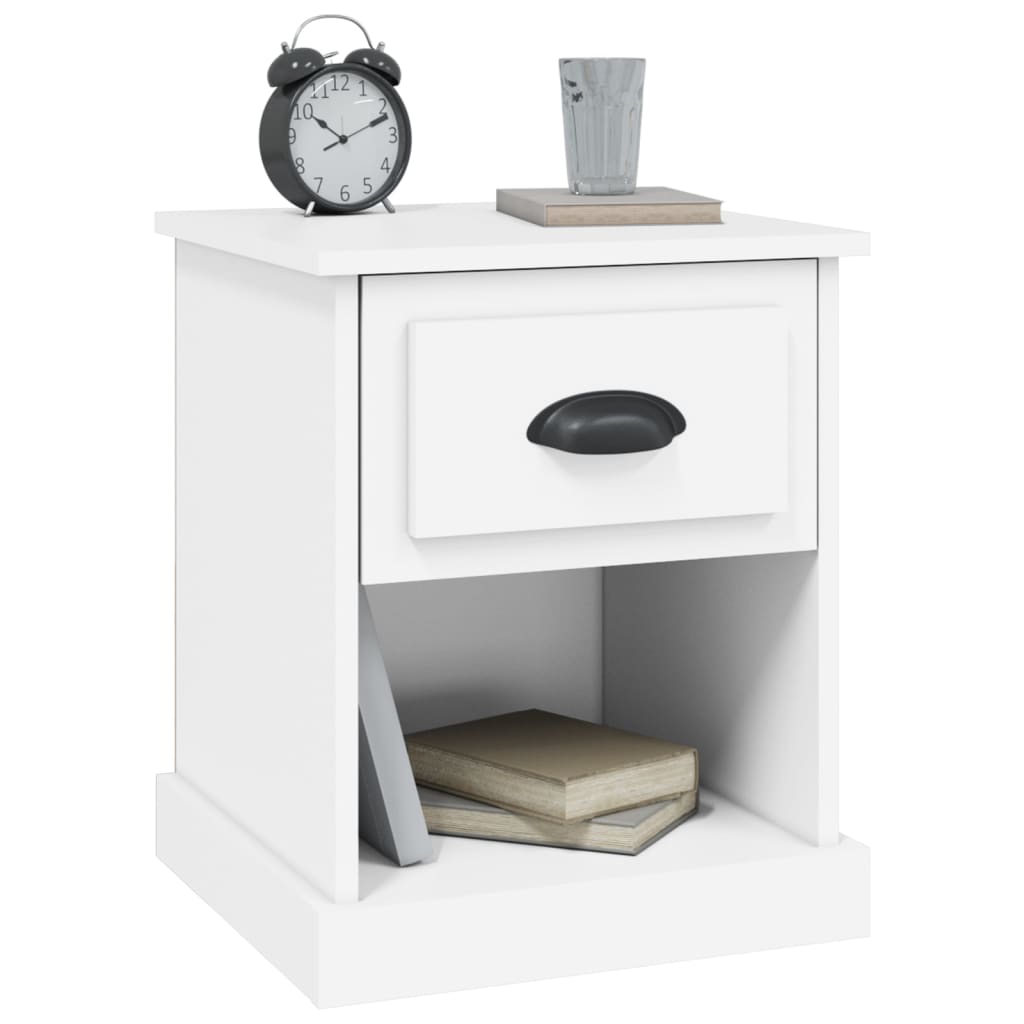 Sengeborde 2 stk Hvidt 39x39x47,5 cm træmateriale