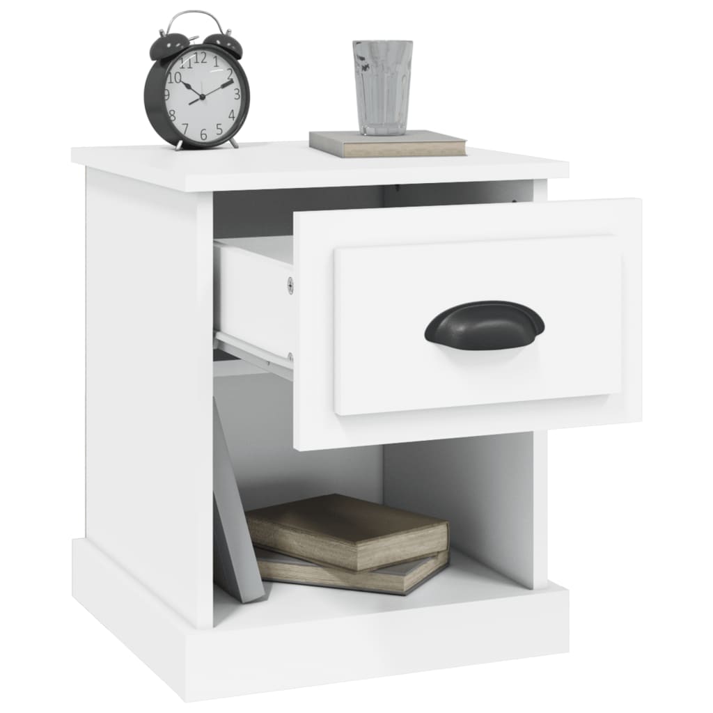 Sengeborde 2 stk Hvidt 39x39x47,5 cm træmateriale