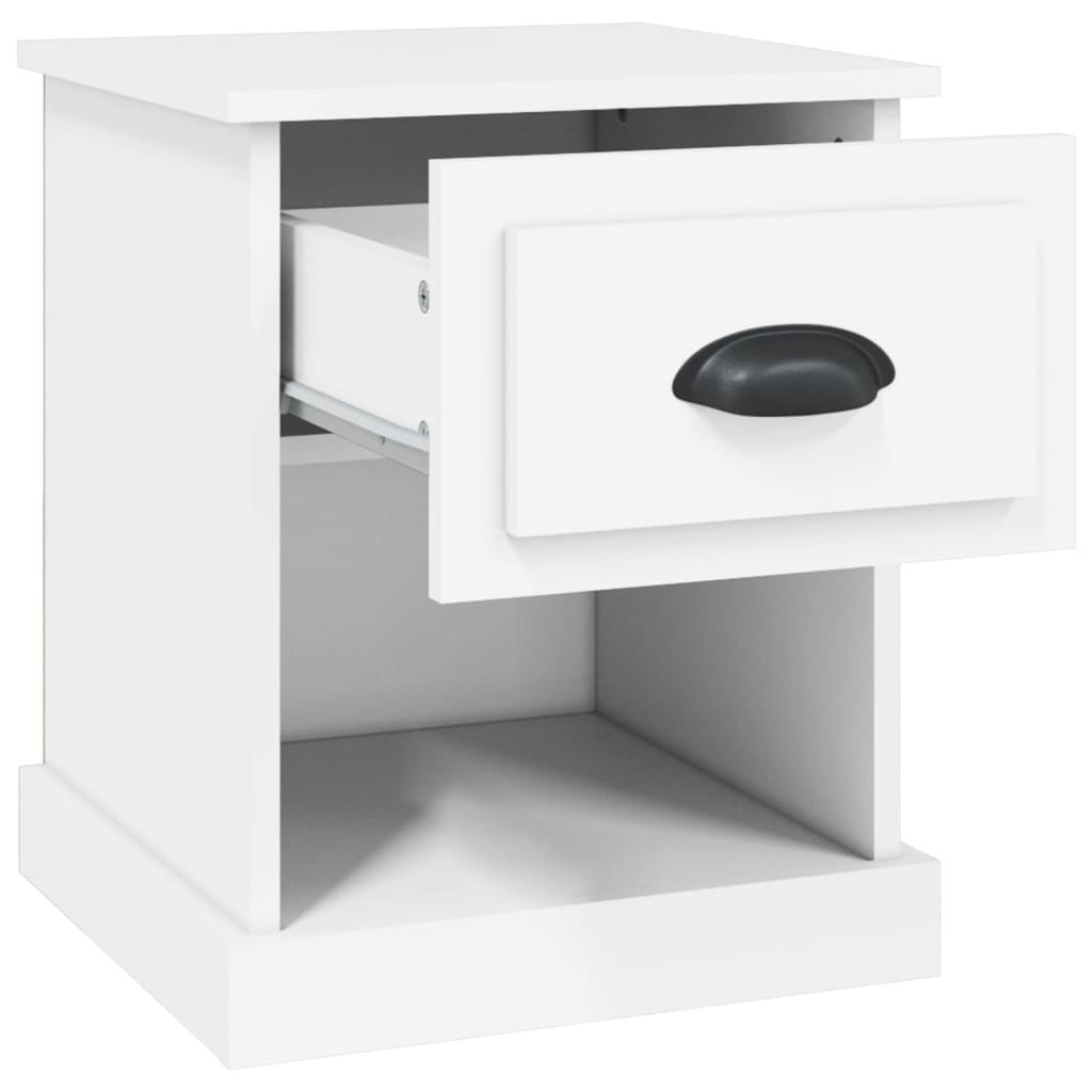 Sengeborde 2 stk Hvidt 39x39x47,5 cm træmateriale