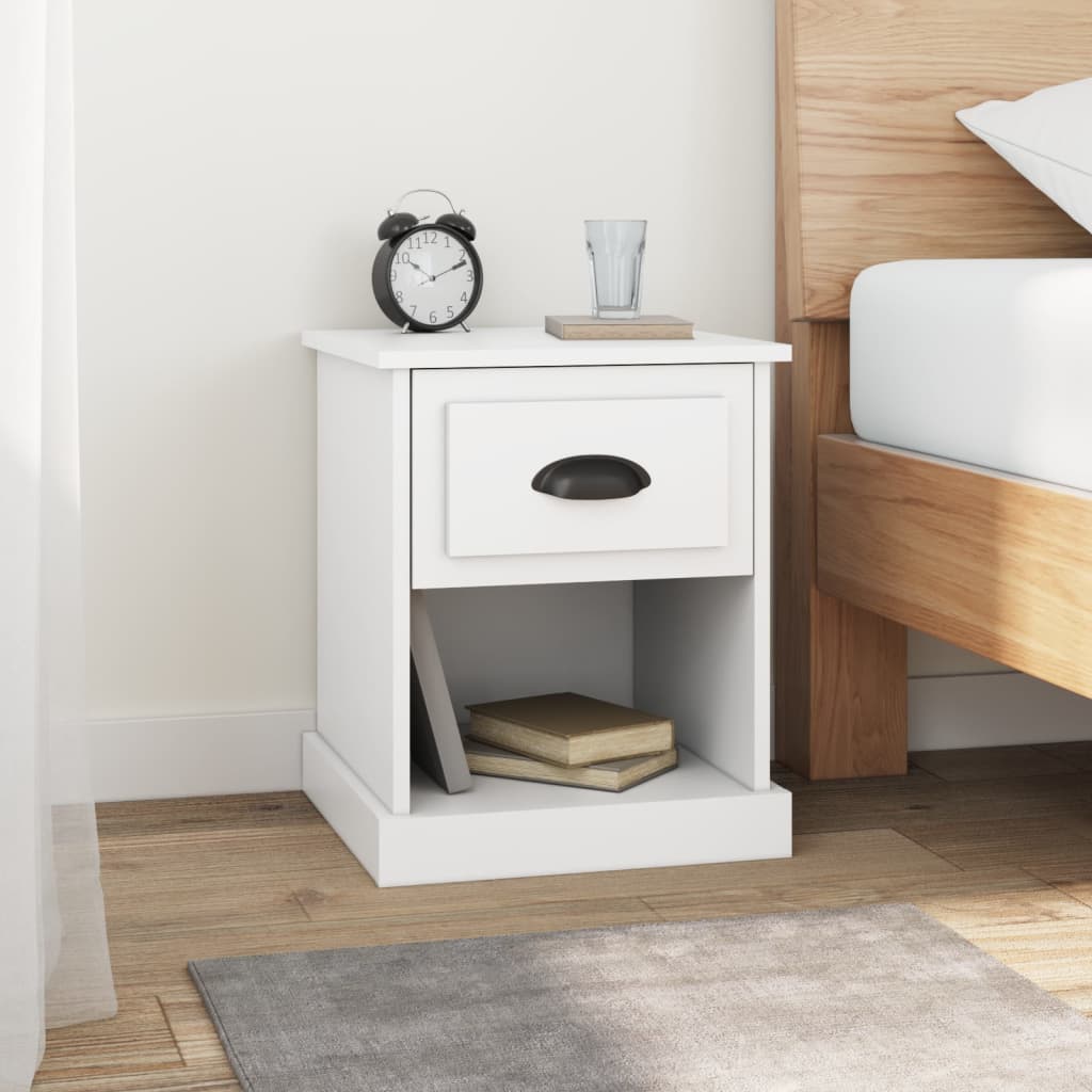 Sengeborde 2 stk Hvidt 39x39x47,5 cm træmateriale