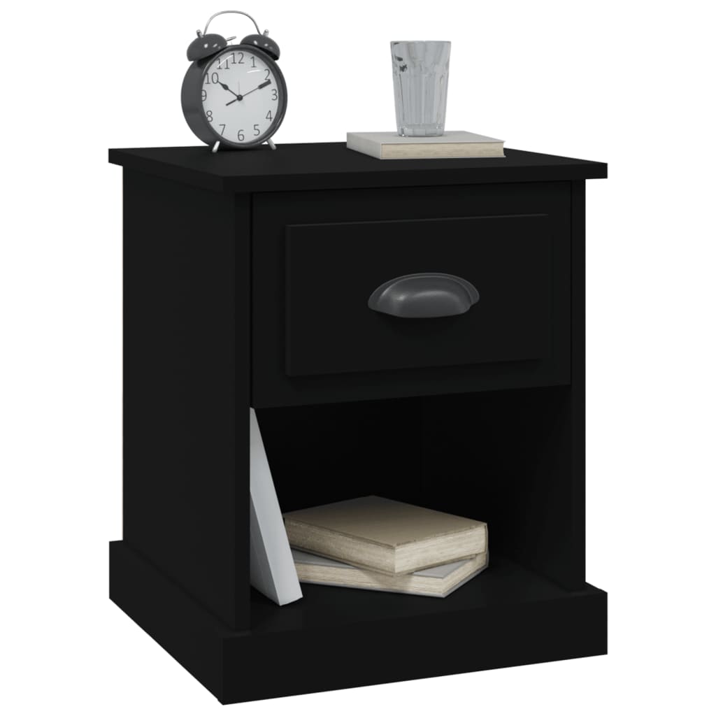 Sengeborde 2 stk Sort 39x39x47,5 cm træmateriale
