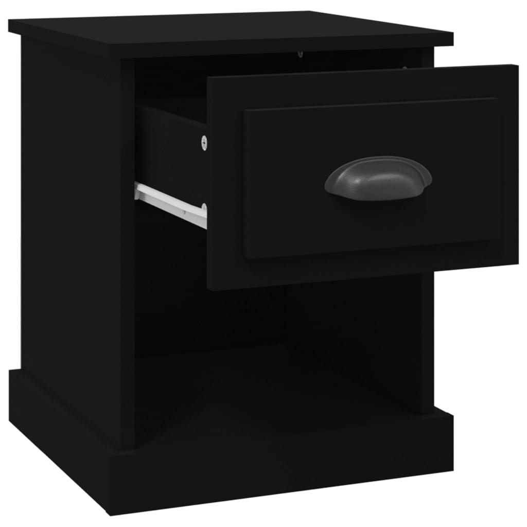 Sengeborde 2 stk Sort 39x39x47,5 cm træmateriale