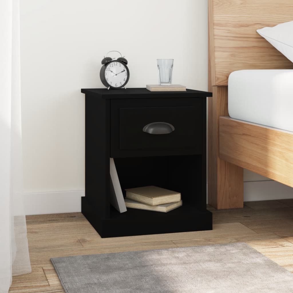 Sengeborde 2 stk Sort 39x39x47,5 cm træmateriale