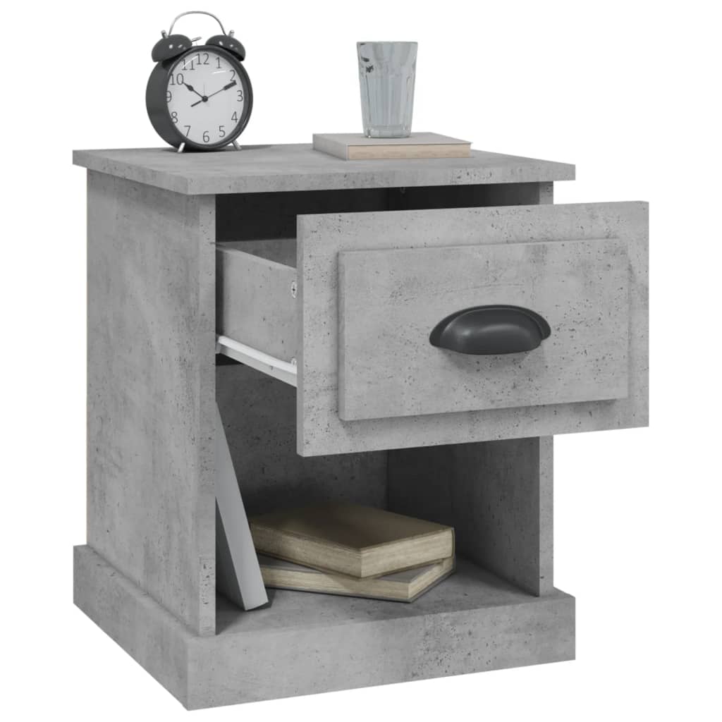 Sengeborde 2 stk Betongrå 39x39x47,5 cm træmateriale