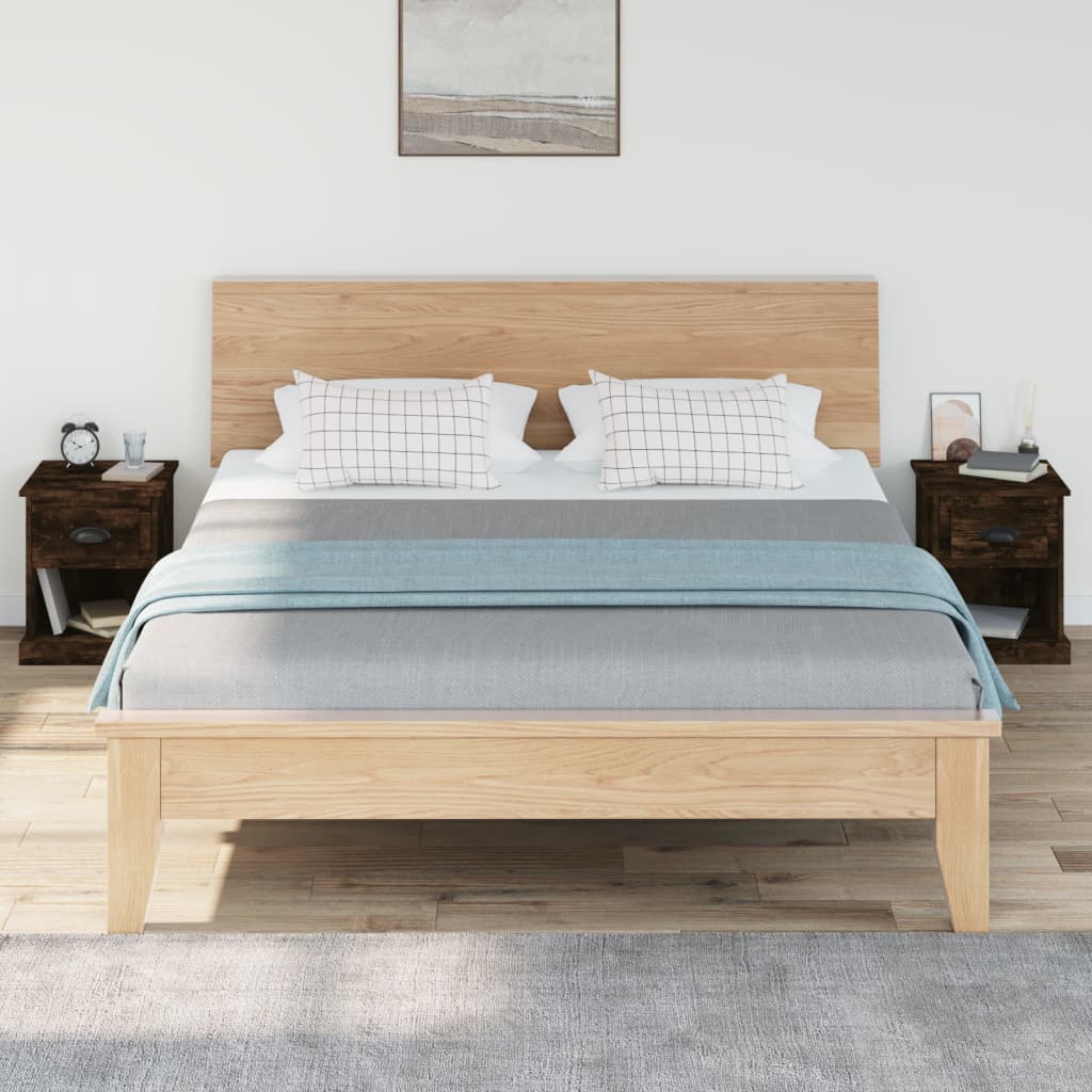 Sengeborde 2 stk Røget eg 39x39x47,5 cm træmateriale