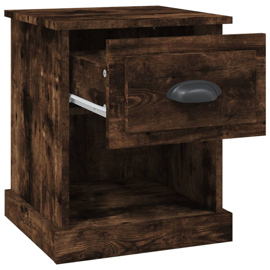 Sengeborde 2 stk Røget eg 39x39x47,5 cm træmateriale