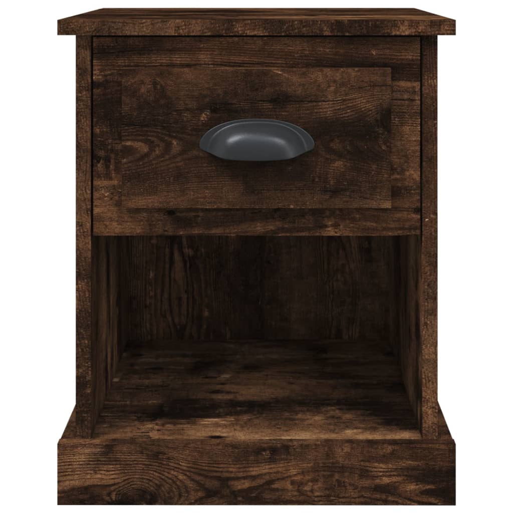 Sengeborde 2 stk Røget eg 39x39x47,5 cm træmateriale