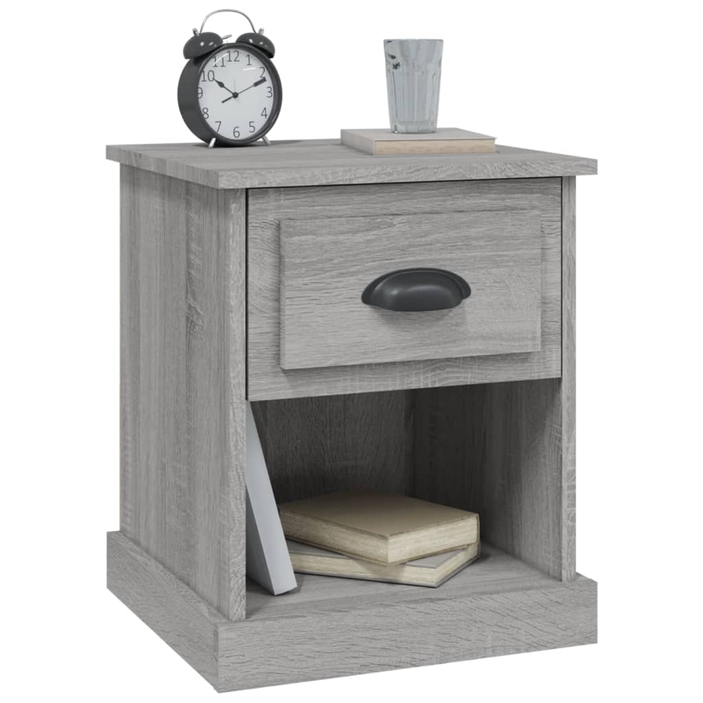 Sengeborde 2 stk Grå Sonoma 39x39x47,5 cm træmateriale