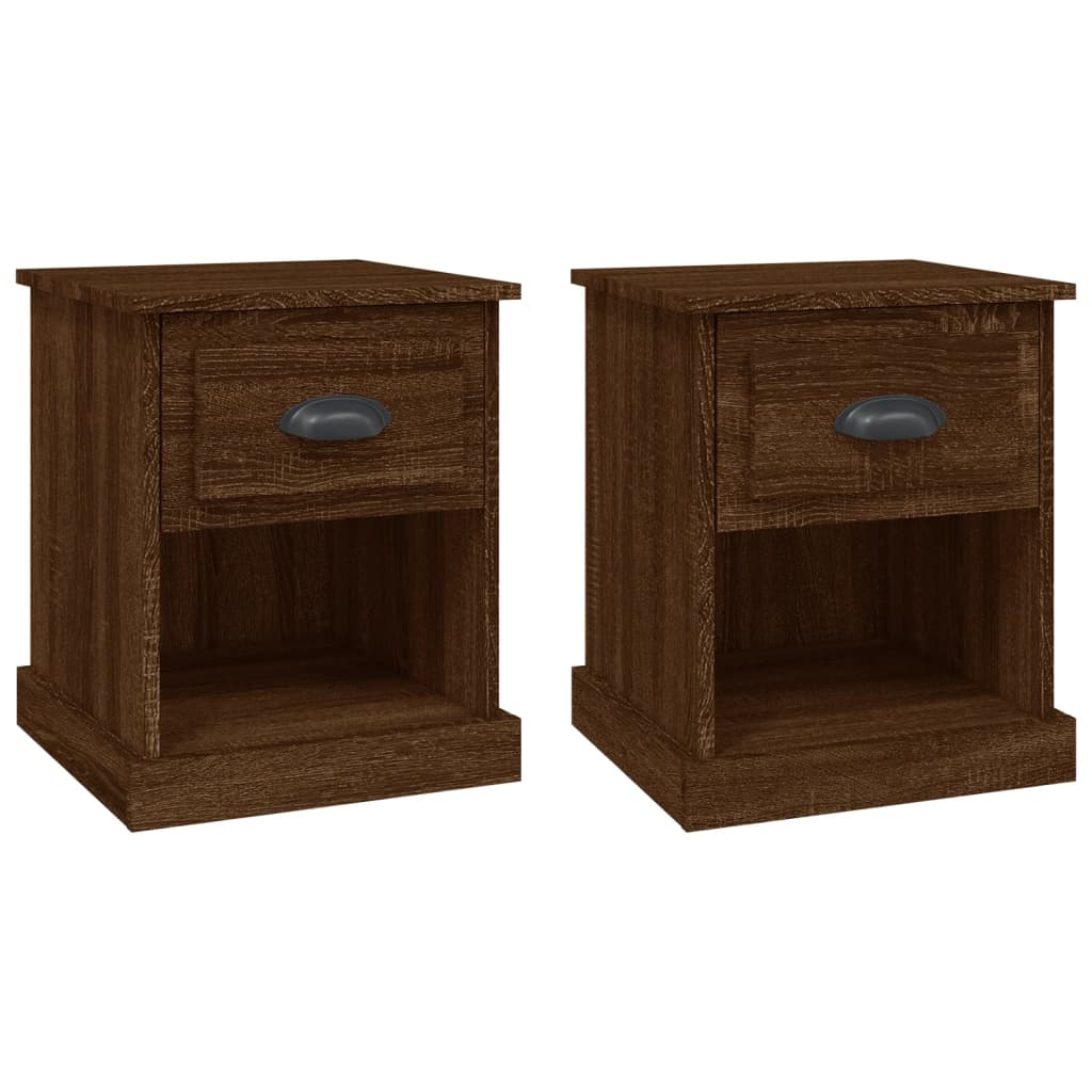 Sengeborde 2 stk Brun Eg 39x39x47,5 cm Træmateriale
