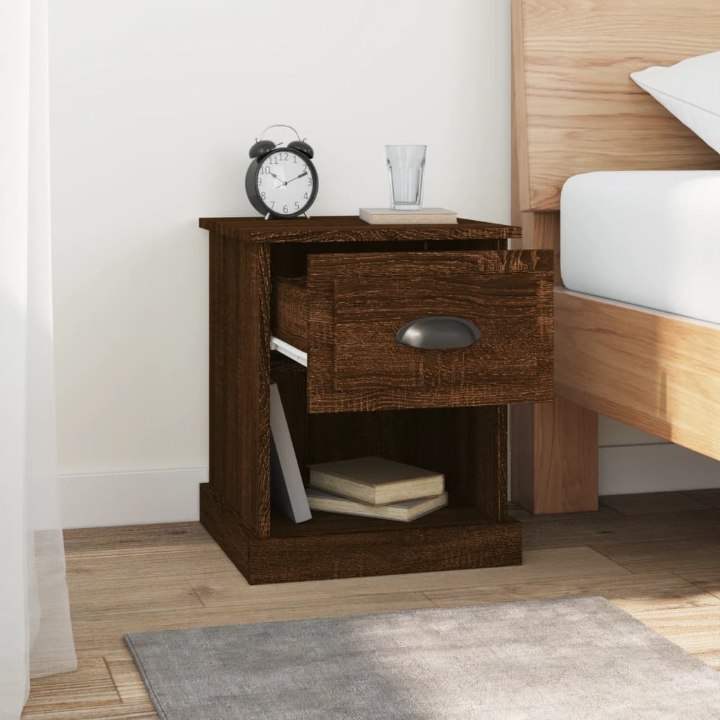 Sengeborde 2 stk Brun Eg 39x39x47,5 cm Træmateriale