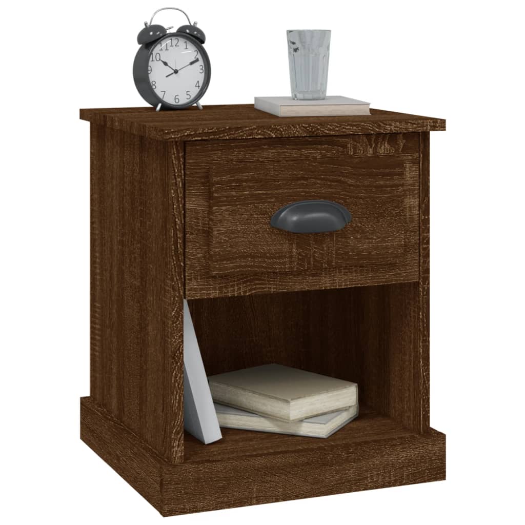 Sengeborde 2 stk Brun Eg 39x39x47,5 cm Træmateriale