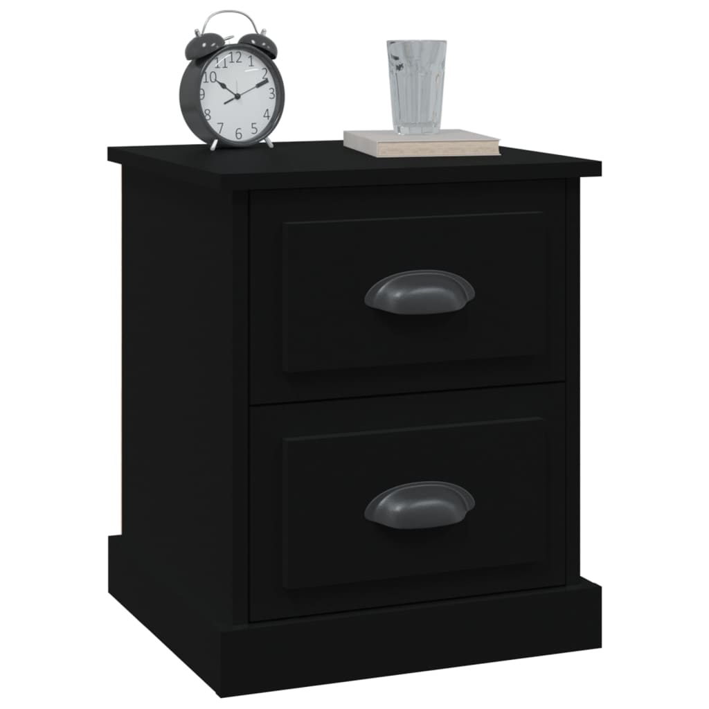 Sengeborde 2 stk Sort 39x39x47,5 cm træmateriale