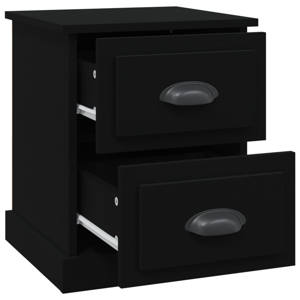 Sengeborde 2 stk Sort 39x39x47,5 cm træmateriale
