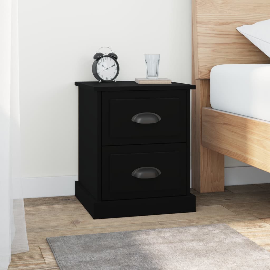 Sengeborde 2 stk Sort 39x39x47,5 cm træmateriale
