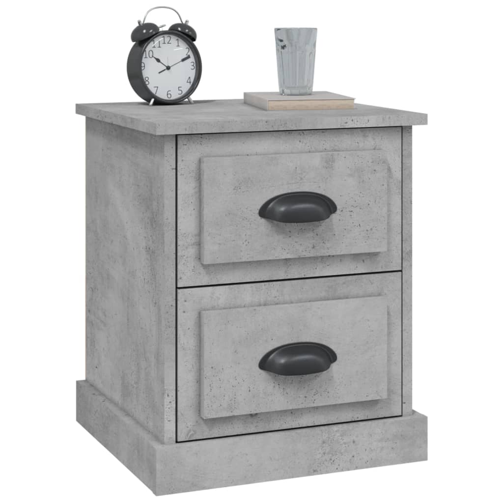 Sengeborde 2 stk Betongrå 39x39x47,5 cm træmateriale