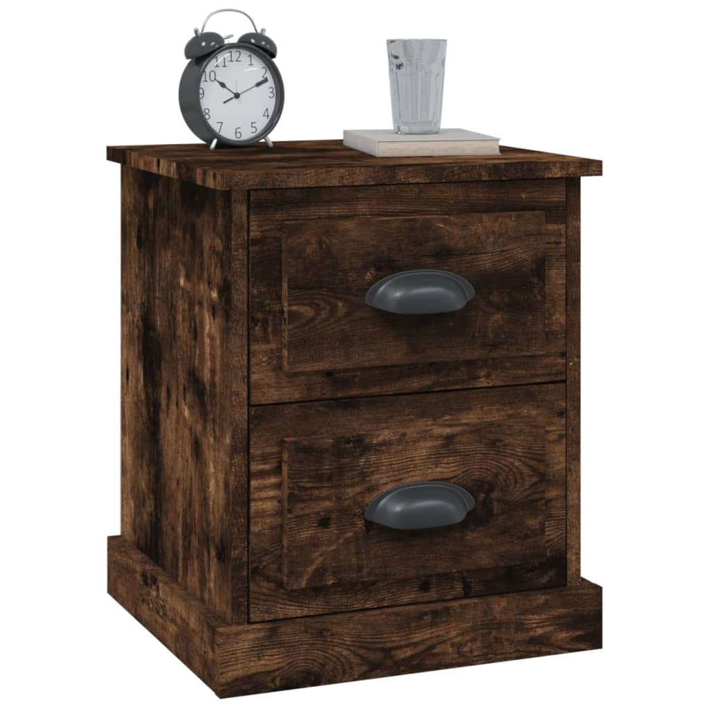 Sengeborde 2 stk Røget eg 39x39x47,5 cm træmateriale
