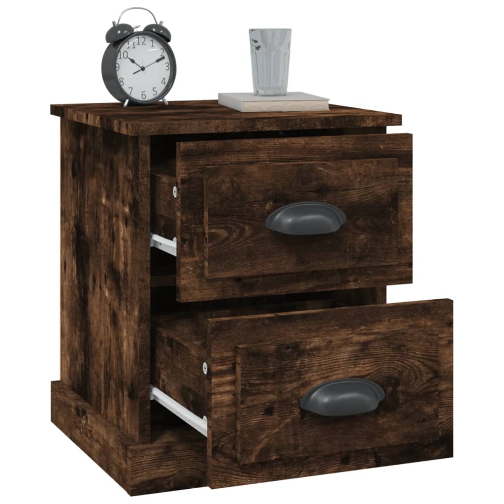 Sengeborde 2 stk Røget eg 39x39x47,5 cm træmateriale