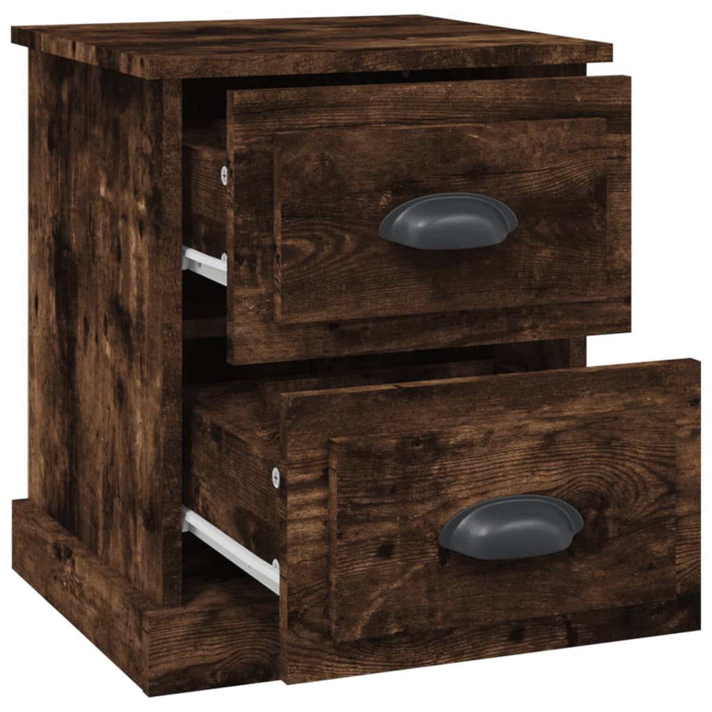 Sengeborde 2 stk Røget eg 39x39x47,5 cm træmateriale