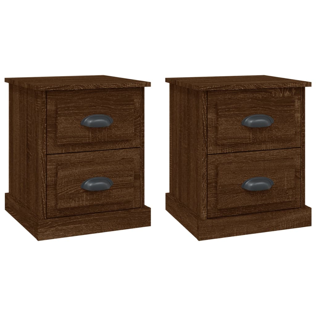 Sengeborde 2 stk Brun Eg 39x39x47,5 cm Træmateriale