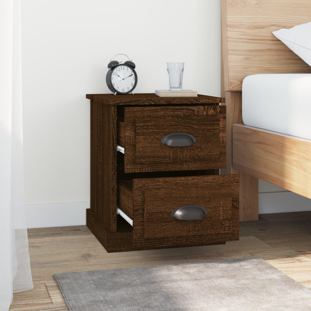 Sengeborde 2 stk Brun Eg 39x39x47,5 cm Træmateriale