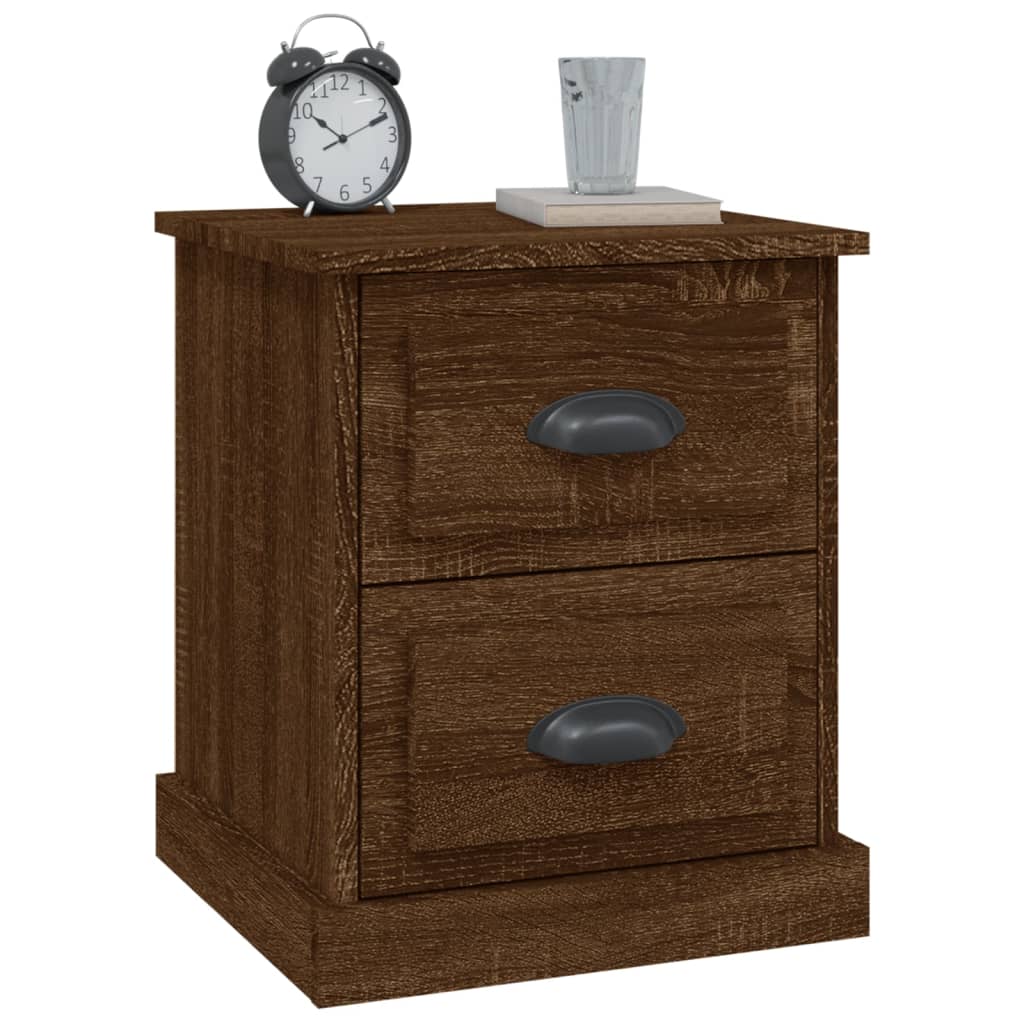Sengeborde 2 stk Brun Eg 39x39x47,5 cm Træmateriale