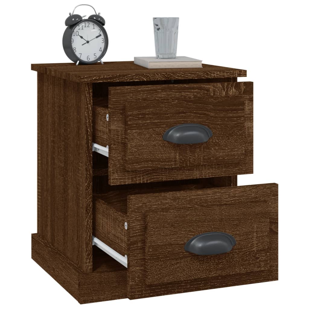 Sengeborde 2 stk Brun Eg 39x39x47,5 cm Træmateriale